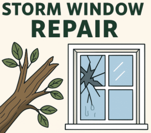 A tree branch falling on a window